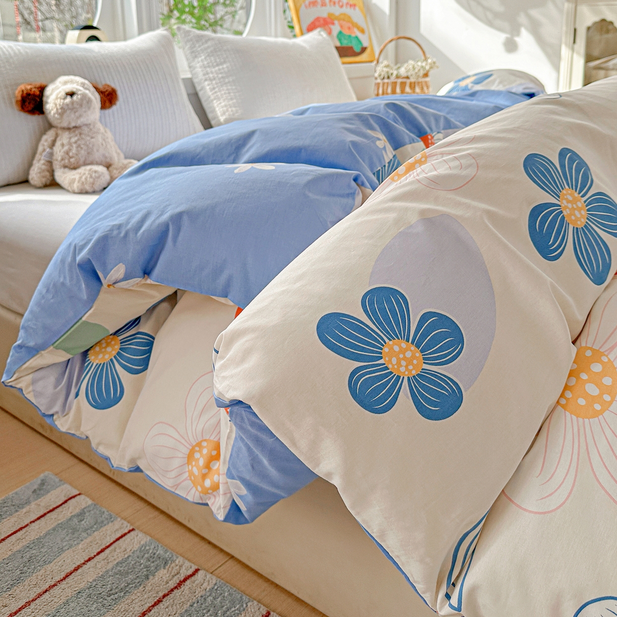 91家纺网 家纺一手货源 找家纺 佳汐蓝家纺 2026新款全棉纯棉加厚13376印花单品被套 被套单件 暖阳情调