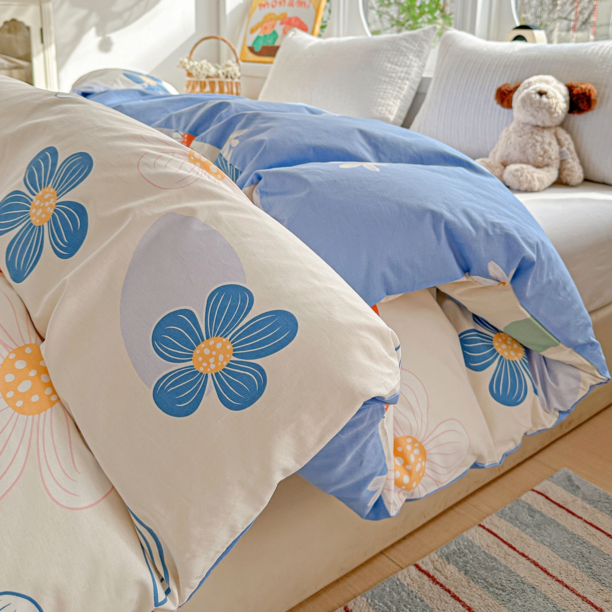 91家纺网 家纺一手货源 找家纺 佳汐蓝家纺 2026新款全棉纯棉加厚13376印花单品被套 被套单件 暖阳情调