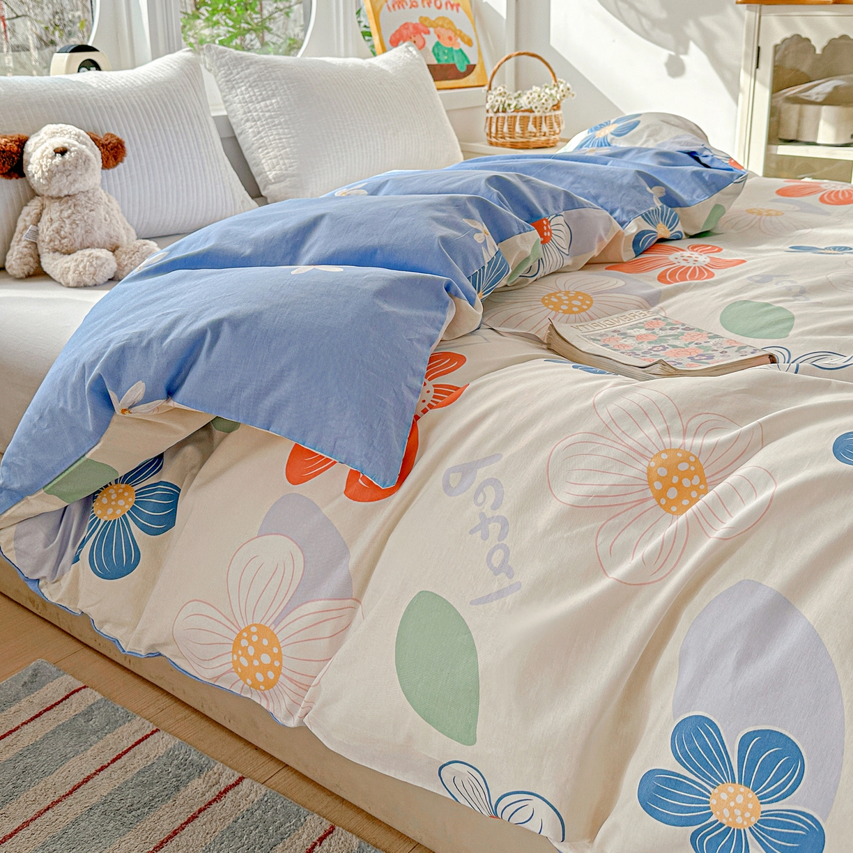 91家纺网 家纺一手货源 找家纺 佳汐蓝家纺 2026新款全棉纯棉加厚13376印花单品被套 被套单件 暖阳情调