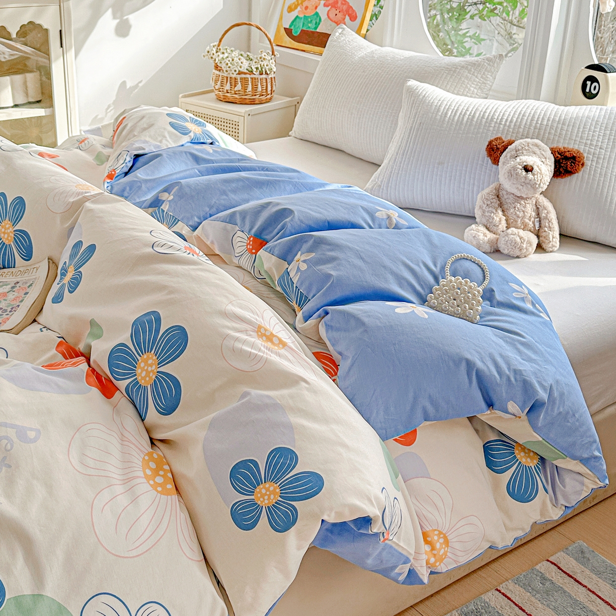 91家纺网 家纺一手货源 找家纺 佳汐蓝家纺 2026新款全棉纯棉加厚13376印花单品被套 被套单件 暖阳情调