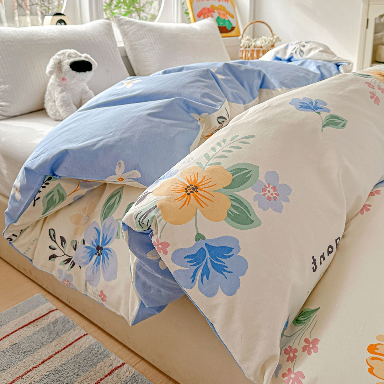 91家纺网 家纺一手货源 找家纺 佳汐蓝家纺 2026新款全棉纯棉加厚13376印花单品被套 被套单件 若薇