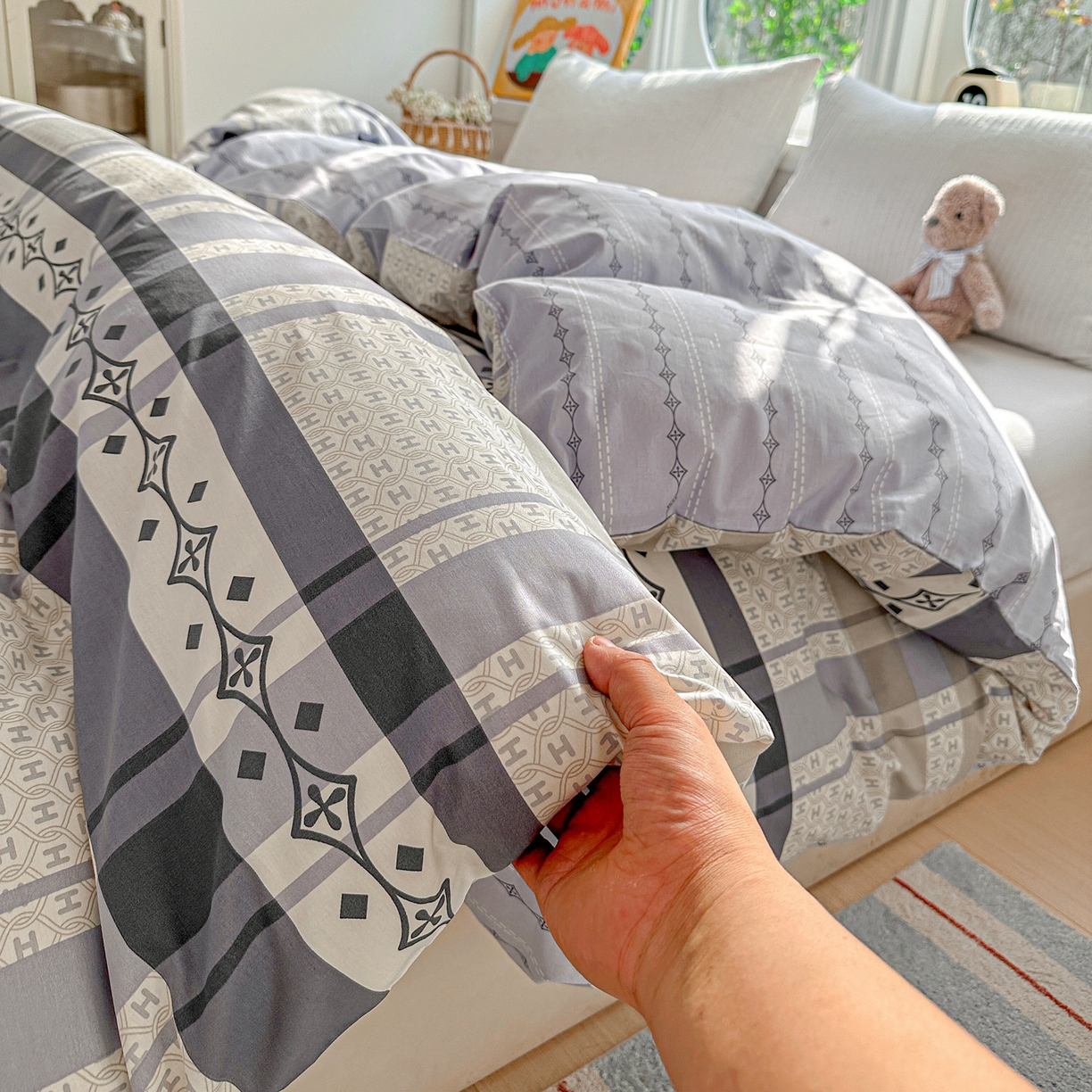 91家纺网 家纺一手货源 找家纺 佳汐蓝家纺 2026新款全棉纯棉加厚13376印花单品被套 被套单件 协奏曲