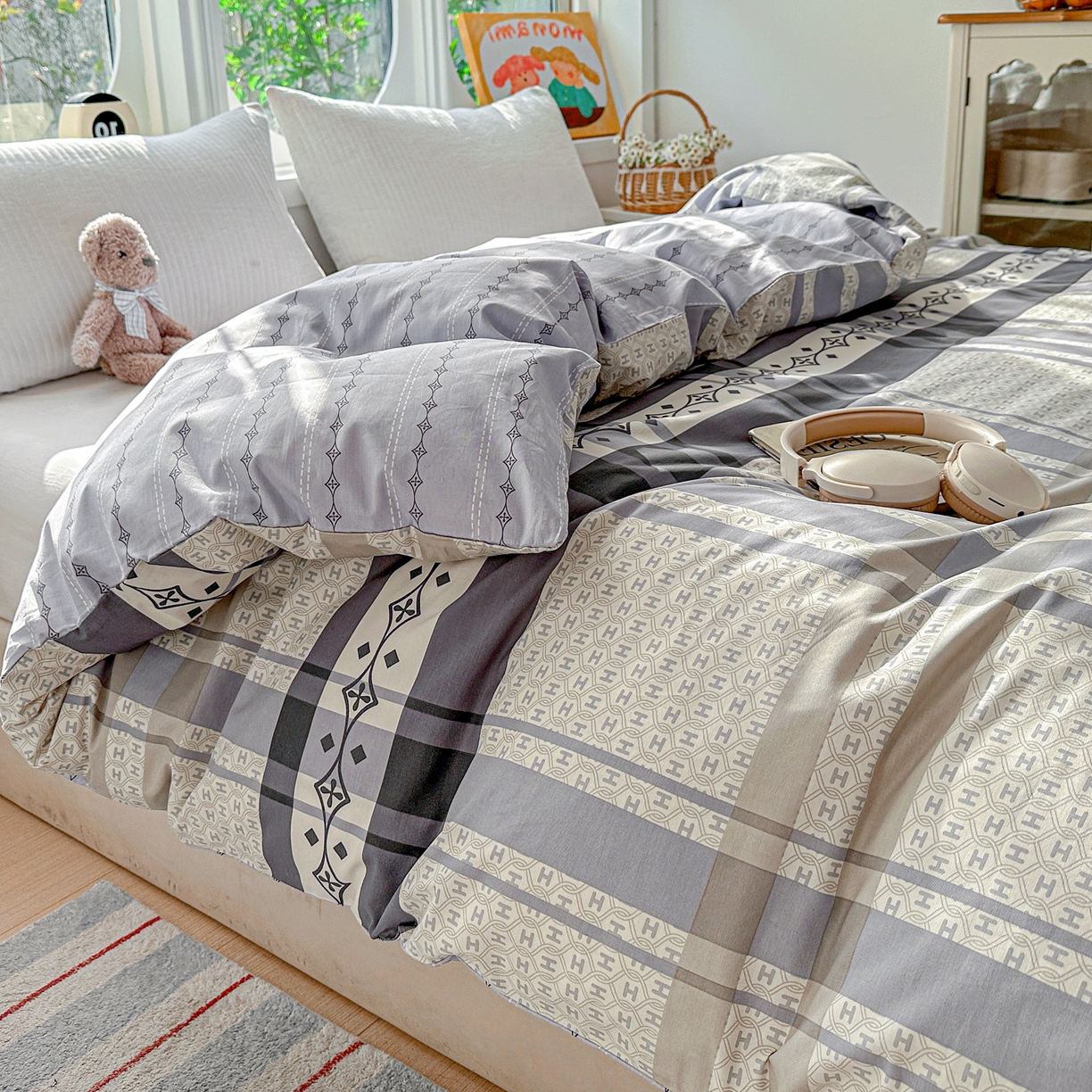 91家纺网 家纺一手货源 找家纺 佳汐蓝家纺 2026新款全棉纯棉加厚13376印花单品被套 被套单件 协奏曲