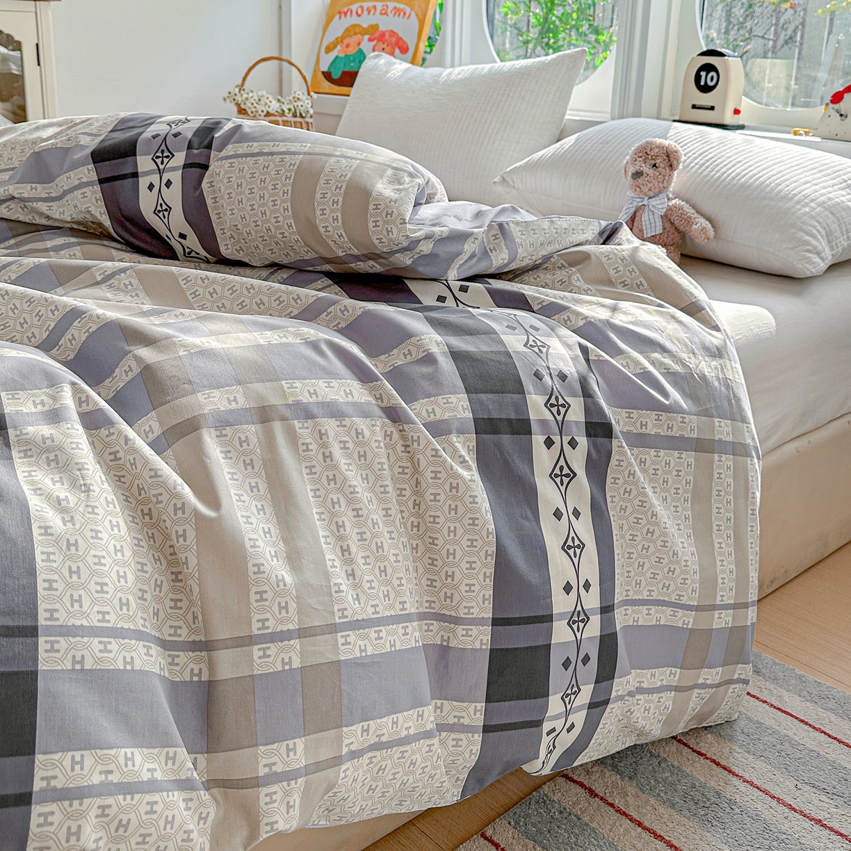 91家纺网 家纺一手货源 找家纺 佳汐蓝家纺 2026新款全棉纯棉加厚13376印花单品被套 被套单件 协奏曲