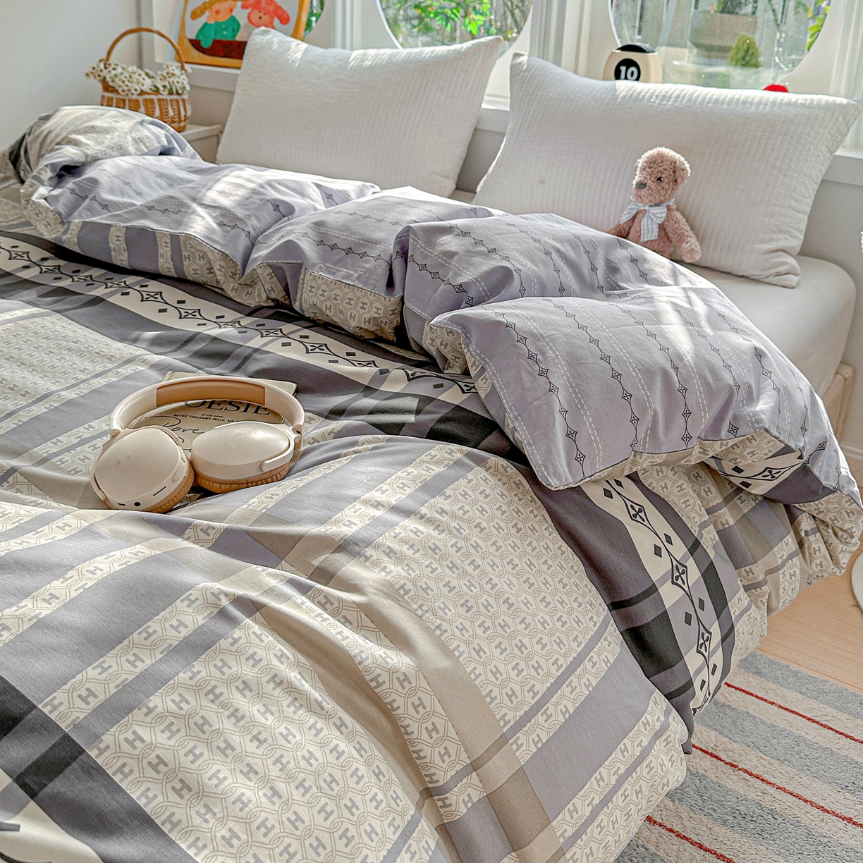 91家纺网 家纺一手货源 找家纺 佳汐蓝家纺 2026新款全棉纯棉加厚13376印花单品被套 被套单件 协奏曲