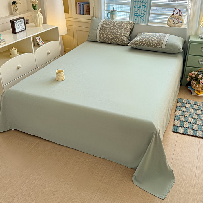 91家纺网 家纺一手货源 找家纺 逸林家纺《原希尔顿逸林》 2026新款春款古法水洗棉法式立体全棉花边拼接款四件套学生三件套单品被套枕套 知否