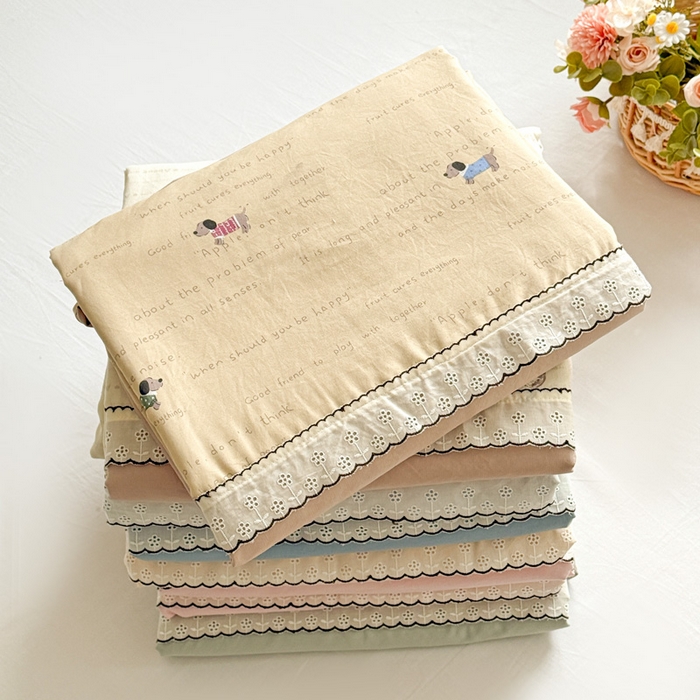 91家纺网 家纺一手货源 找家纺 逸林家纺《原希尔顿逸林》 2026新款春款古法水洗棉法式立体全棉花边拼接款四件套学生三件套单品被套枕套 组合图仅供展示-不可下单