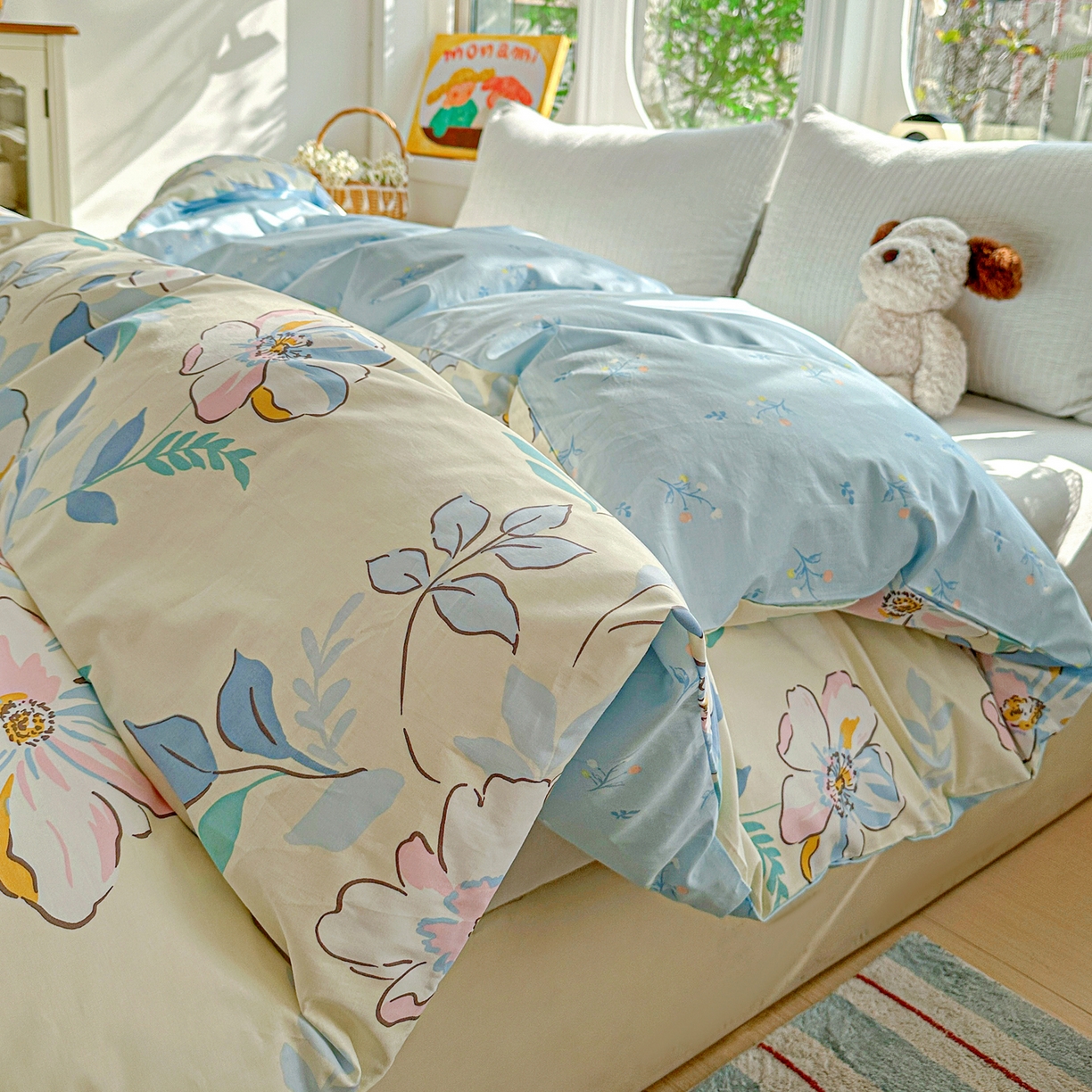 91家纺网 家纺一手货源 找家纺 佳汐蓝家纺 2026新款全棉纯棉加厚13376印花单品被套 被套单件 叶玲珑