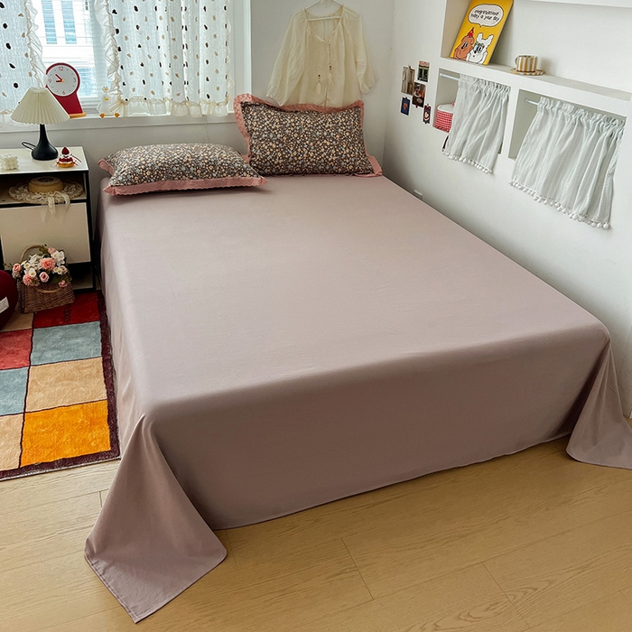 91家纺网 家纺一手货源 找家纺 逸林家纺《原希尔顿逸林》 2026新款春款古法水洗棉法式全棉花边四件套森系花边款四件套 漫野