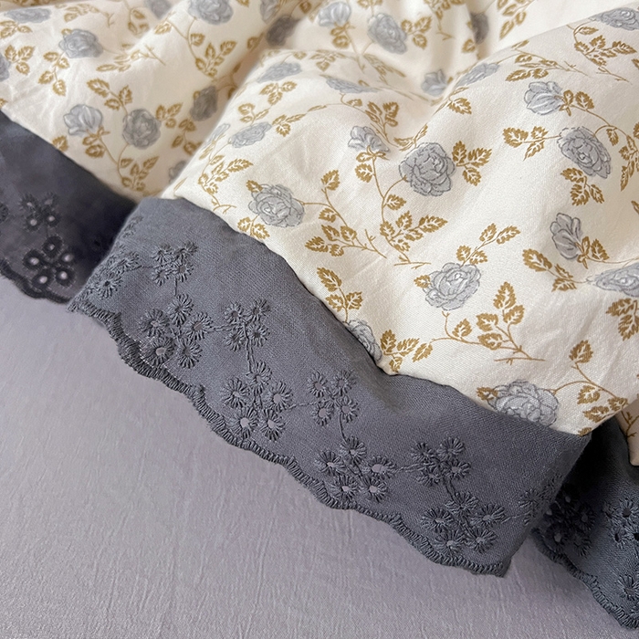 91家纺网 家纺一手货源 找家纺 逸林家纺《原希尔顿逸林》 2026新款春款古法水洗棉法式全棉花边四件套森系花边款四件套 兰溪