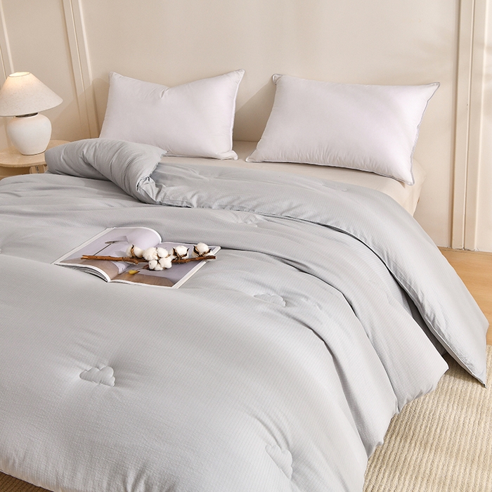 91家纺网 家纺一手货源 找家纺 犇牛仓储供应链 2026新款双层纱大豆纤维被冬被夏被儿童被被子被芯 灰色