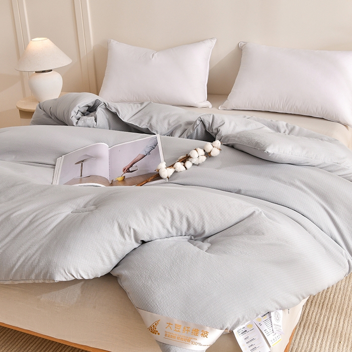 91家纺网 家纺一手货源 找家纺 犇牛仓储供应链 2026新款双层纱大豆纤维被冬被夏被儿童被被子被芯 灰色