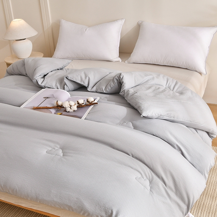 91家纺网 家纺一手货源 找家纺 犇牛仓储供应链 2026新款双层纱大豆纤维被冬被夏被儿童被被子被芯 灰色