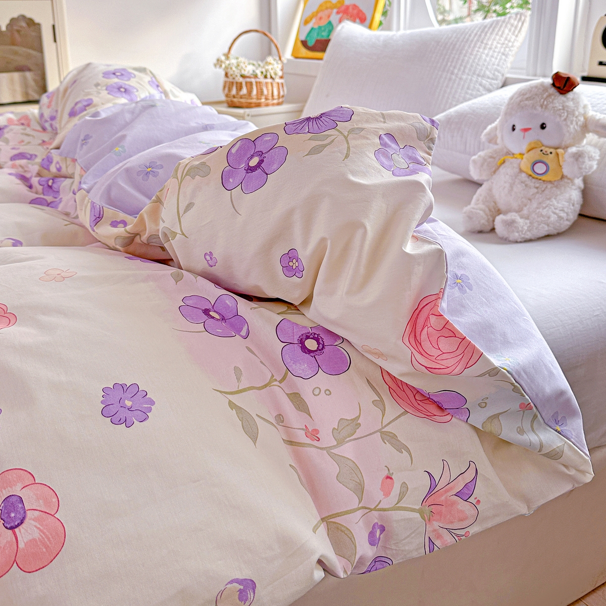 91家纺网 家纺一手货源 找家纺 佳汐蓝家纺 2026新款全棉纯棉加厚13376印花单品被套 被套单件 樱雪