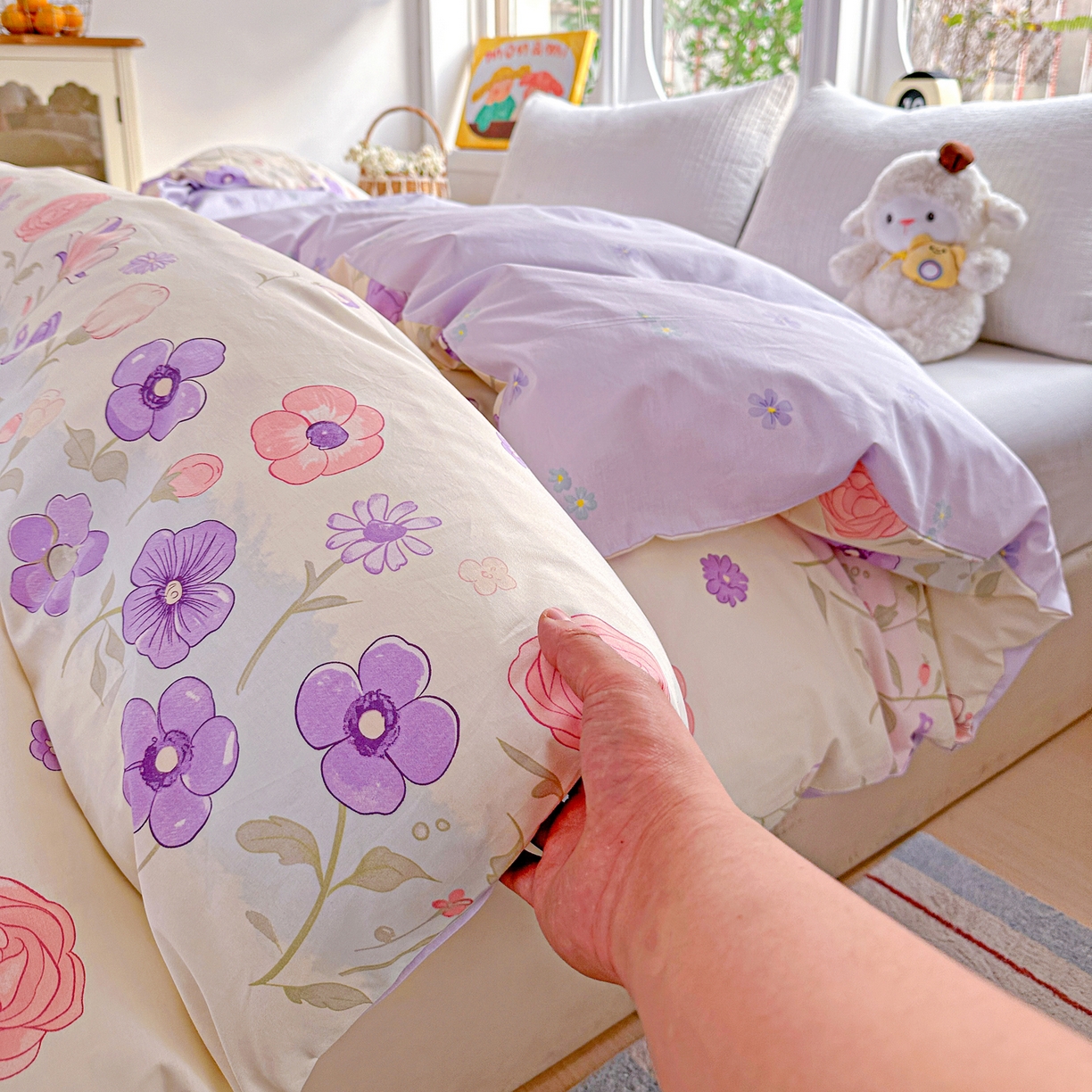 91家纺网 家纺一手货源 找家纺 佳汐蓝家纺 2026新款全棉纯棉加厚13376印花单品被套 被套单件 樱雪