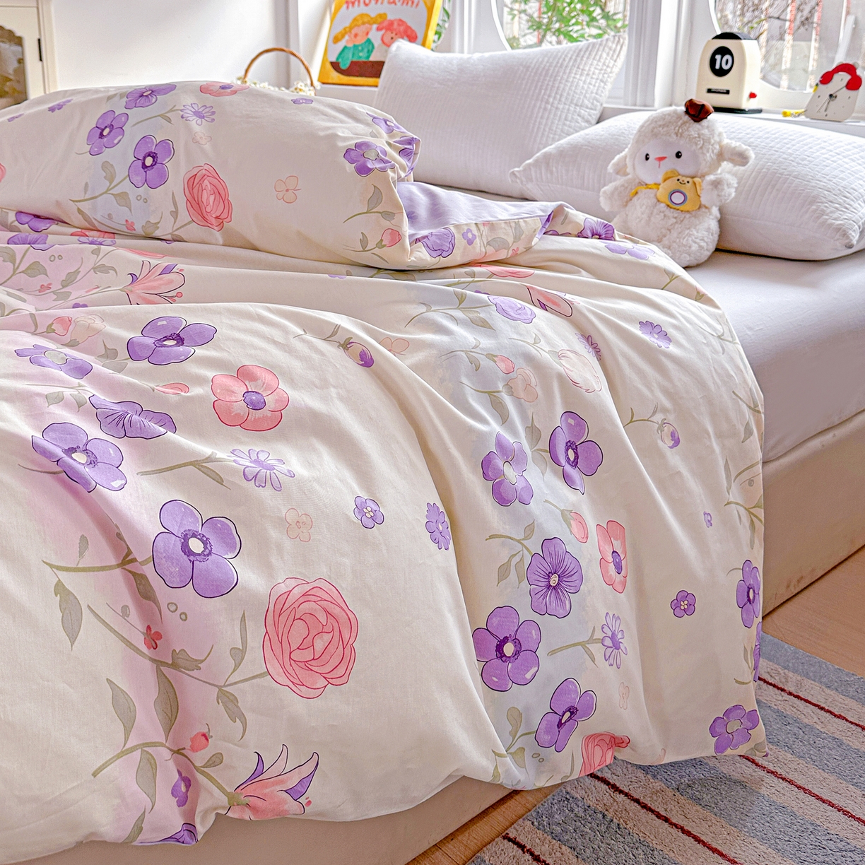 91家纺网 家纺一手货源 找家纺 佳汐蓝家纺 2026新款全棉纯棉加厚13376印花单品被套 被套单件 樱雪