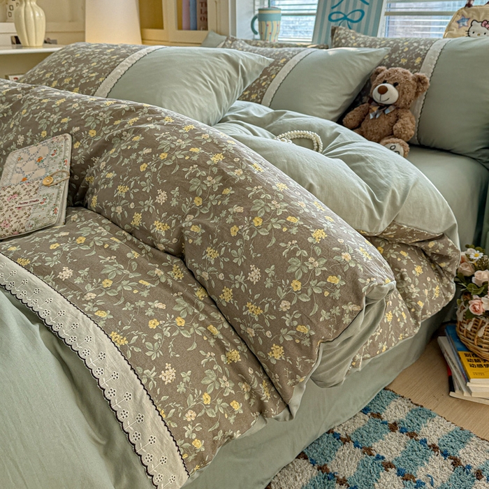 91家纺网 家纺一手货源 找家纺 （总）逸林家纺《原希尔顿逸林》 2026新款简约印花古法水洗棉三件套拼色床单款学生三件套条纹被套单品三件套