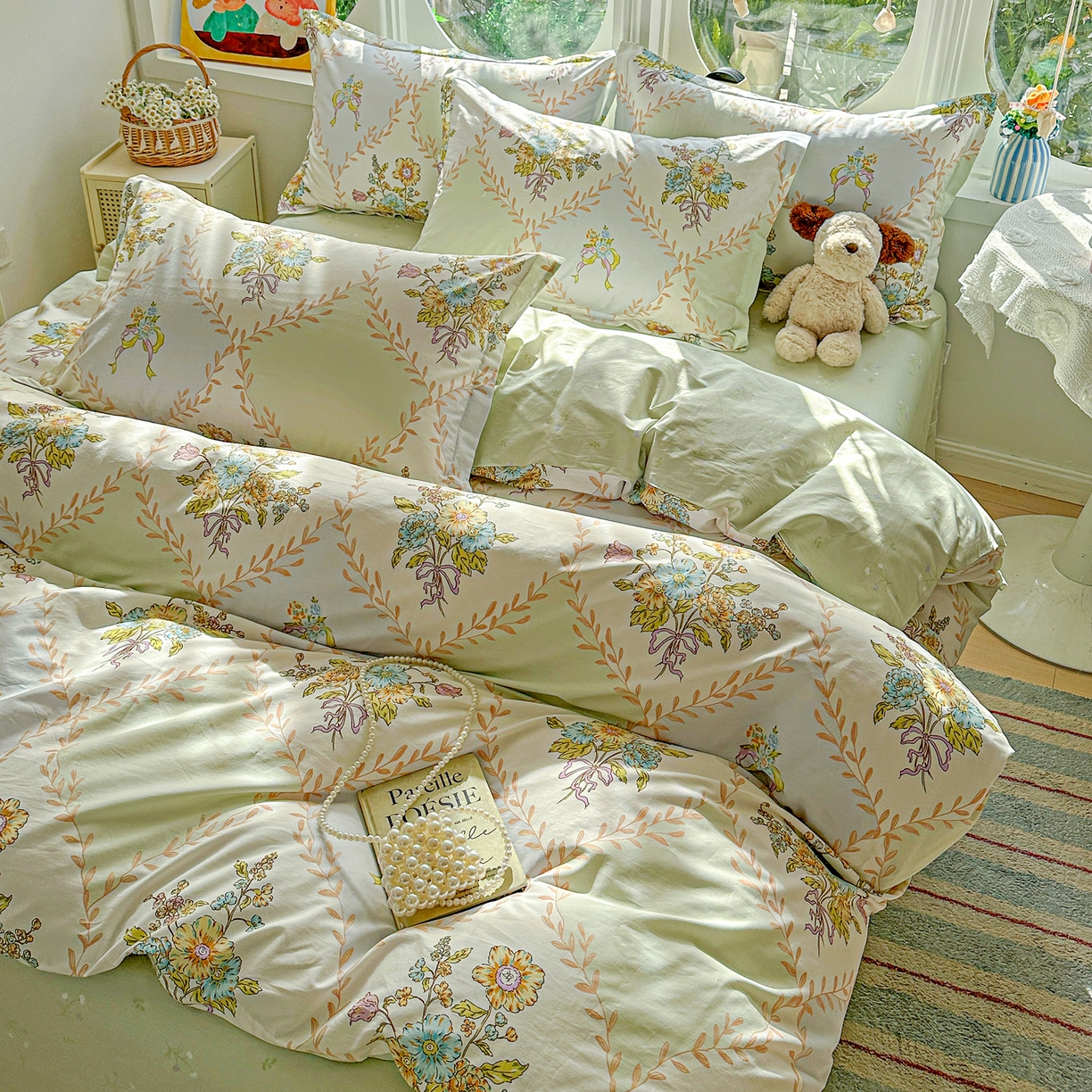 91家纺网 家纺一手货源 找家纺 （总）佳汐蓝家纺 2024新款100支长绒棉宽边绣线极简轻奢风四件套--简奢系列