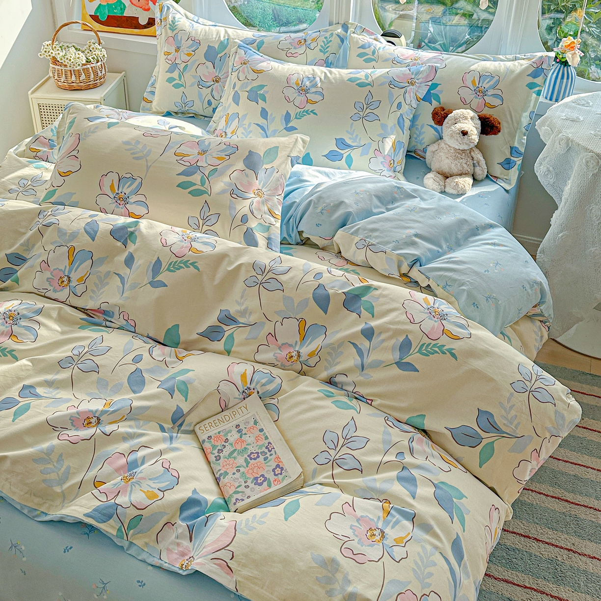 91家纺网 家纺一手货源 找家纺 （总）佳汐蓝家纺 2026新款全棉纯棉加厚13376印花四件套