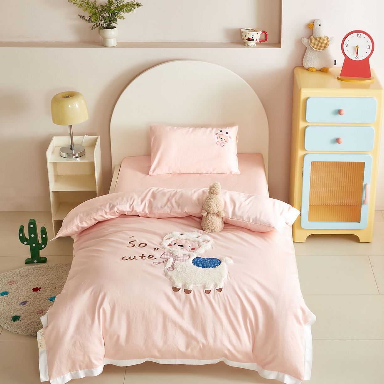 荷马之梦 2026新款A类60s长绒棉绣花幼儿园套件-萌享系列 奶糖咩咩