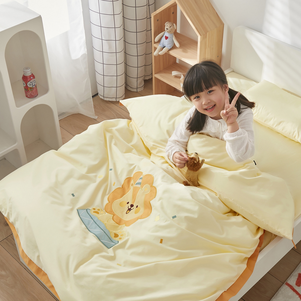 91家纺网 家纺一手货源 找家纺 荷马之梦 2026新款A类60s长绒棉绣花幼儿园套件-萌享系列 狮子王