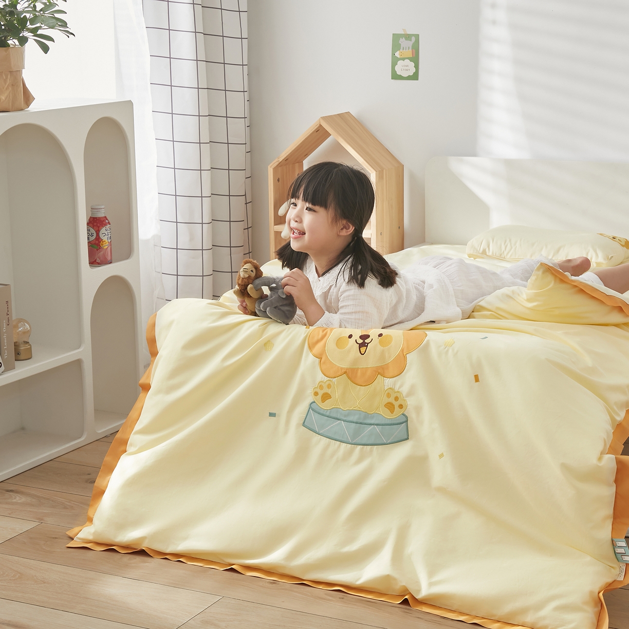 91家纺网 家纺一手货源 找家纺 荷马之梦 2026新款A类60s长绒棉绣花幼儿园套件-萌享系列 狮子王