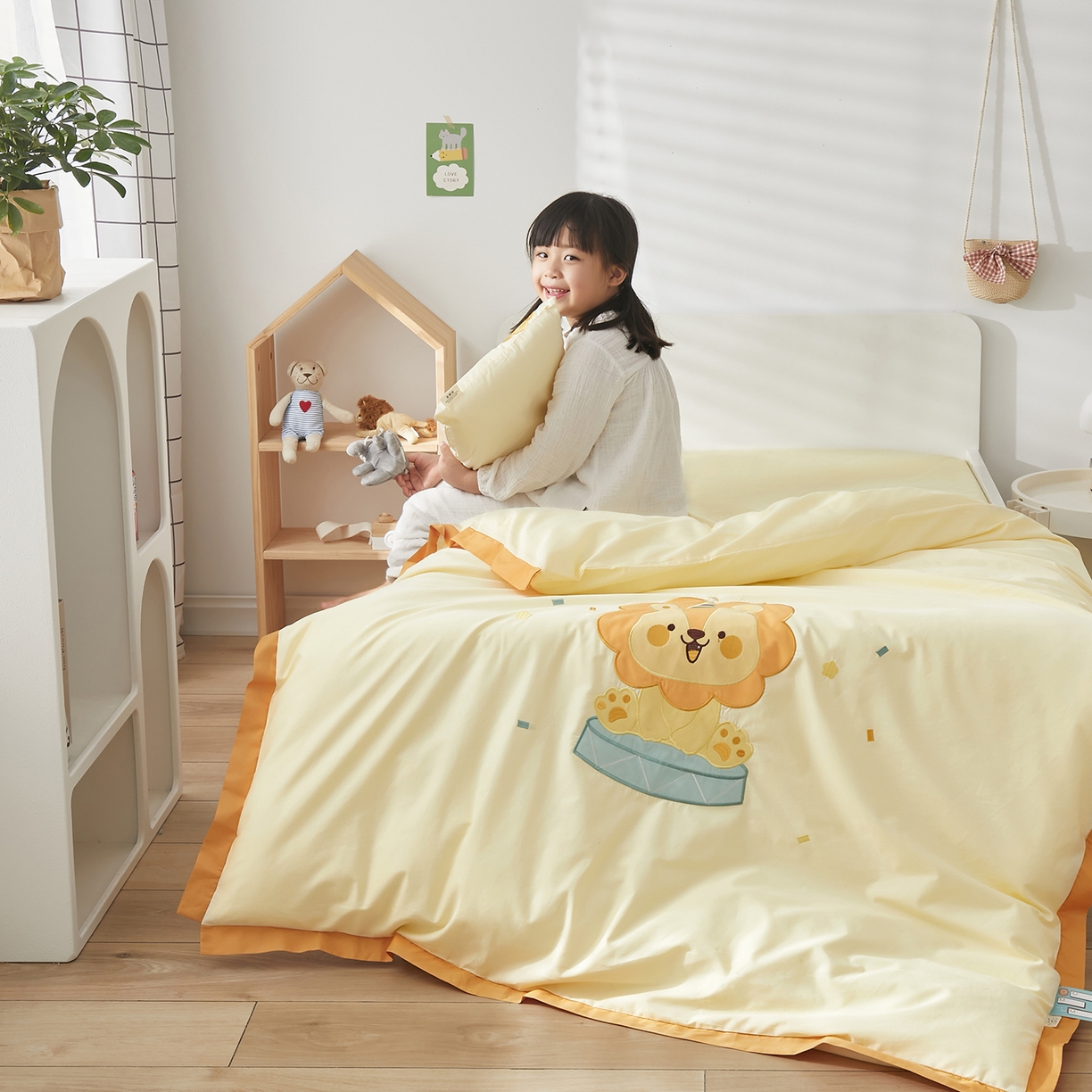 91家纺网 家纺一手货源 找家纺 荷马之梦 2026新款A类60s长绒棉绣花幼儿园套件-萌享系列 狮子王