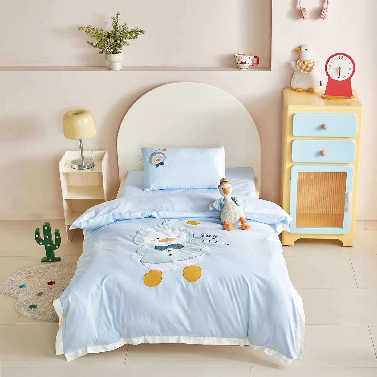 荷马之梦 2026新款A类60s长绒棉绣花幼儿园套件-萌享系列 星愿鸭鸭