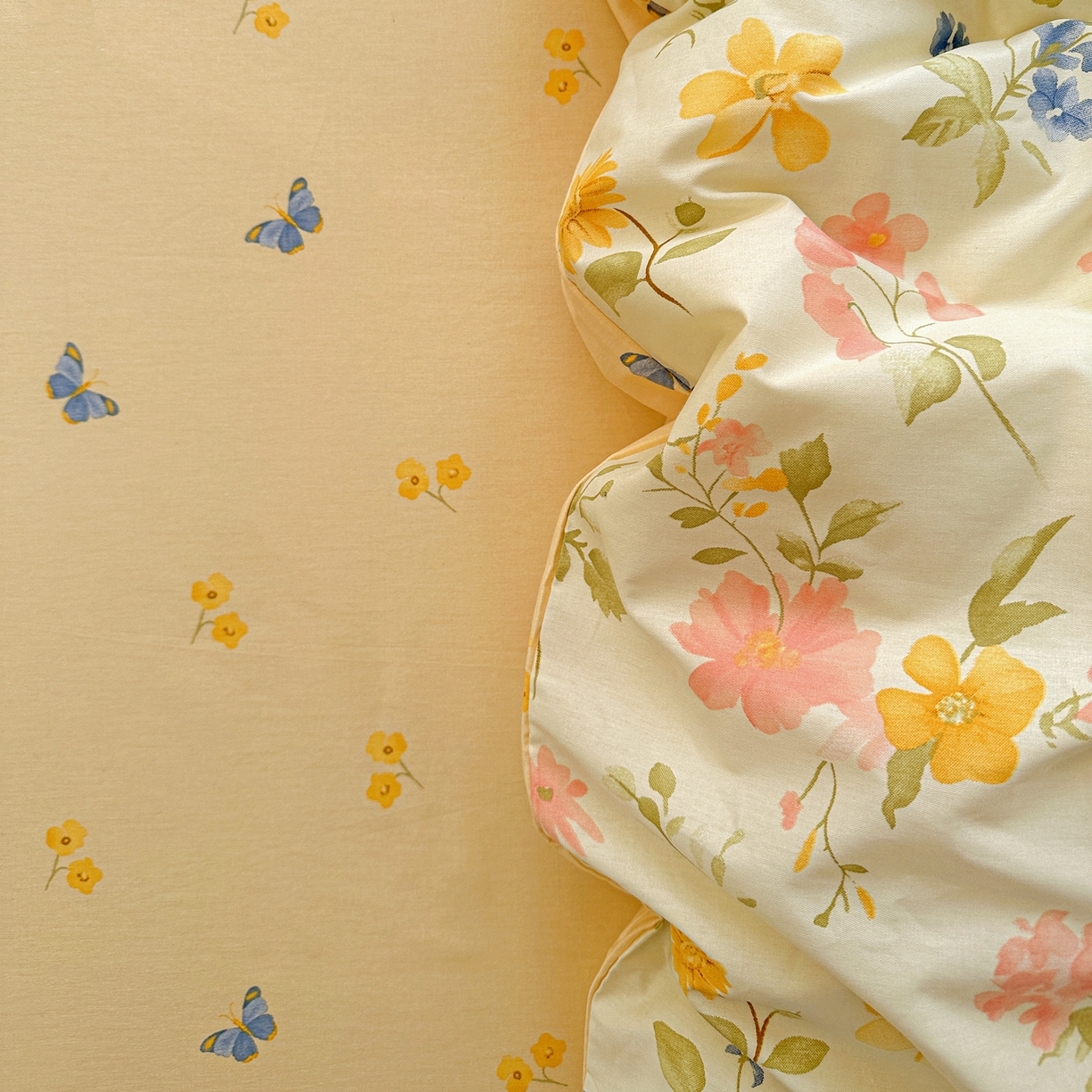 91家纺网 家纺一手货源 找家纺 佳汐蓝家纺 2026新款全棉纯棉加厚13376印花四件套 蔓春