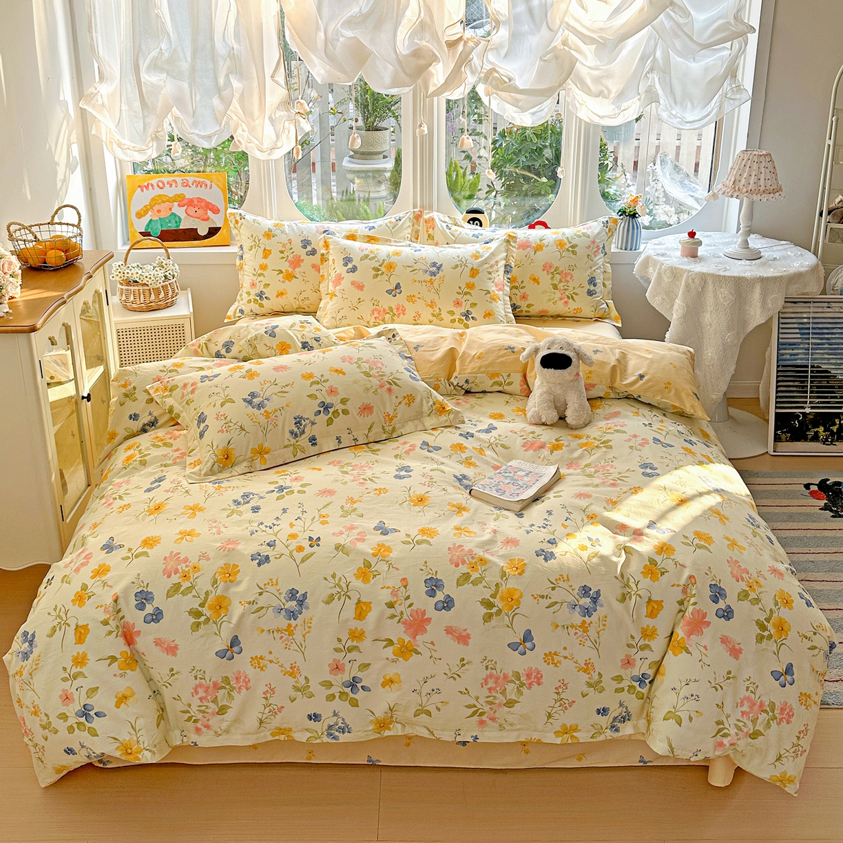 91家纺网 家纺一手货源 找家纺 佳汐蓝家纺 2026新款全棉纯棉加厚13376印花四件套 蔓春