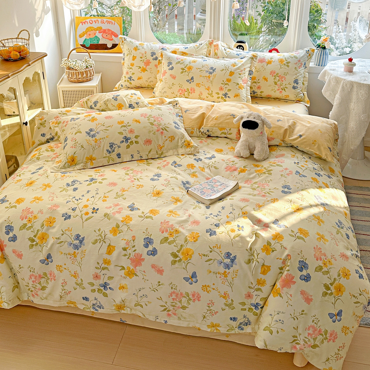 91家纺网 家纺一手货源 找家纺 佳汐蓝家纺 2026新款全棉纯棉加厚13376印花四件套 蔓春