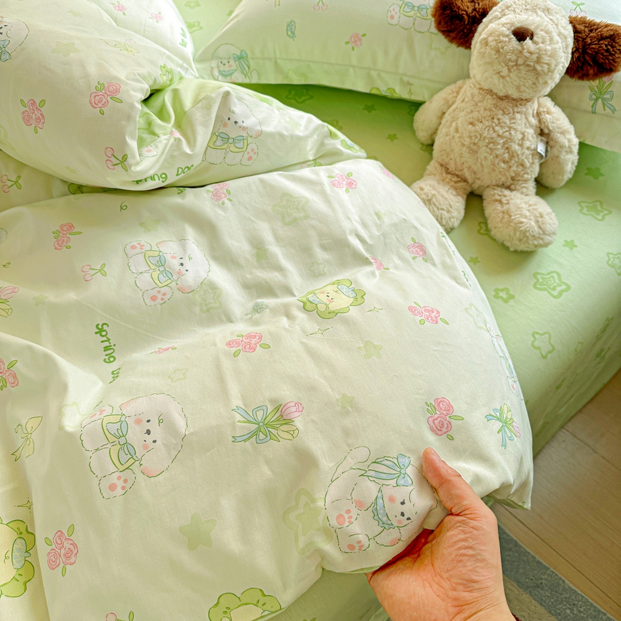 91家纺网 家纺一手货源 找家纺 佳汐蓝家纺 2026新款全棉纯棉加厚13376印花四件套 米亚