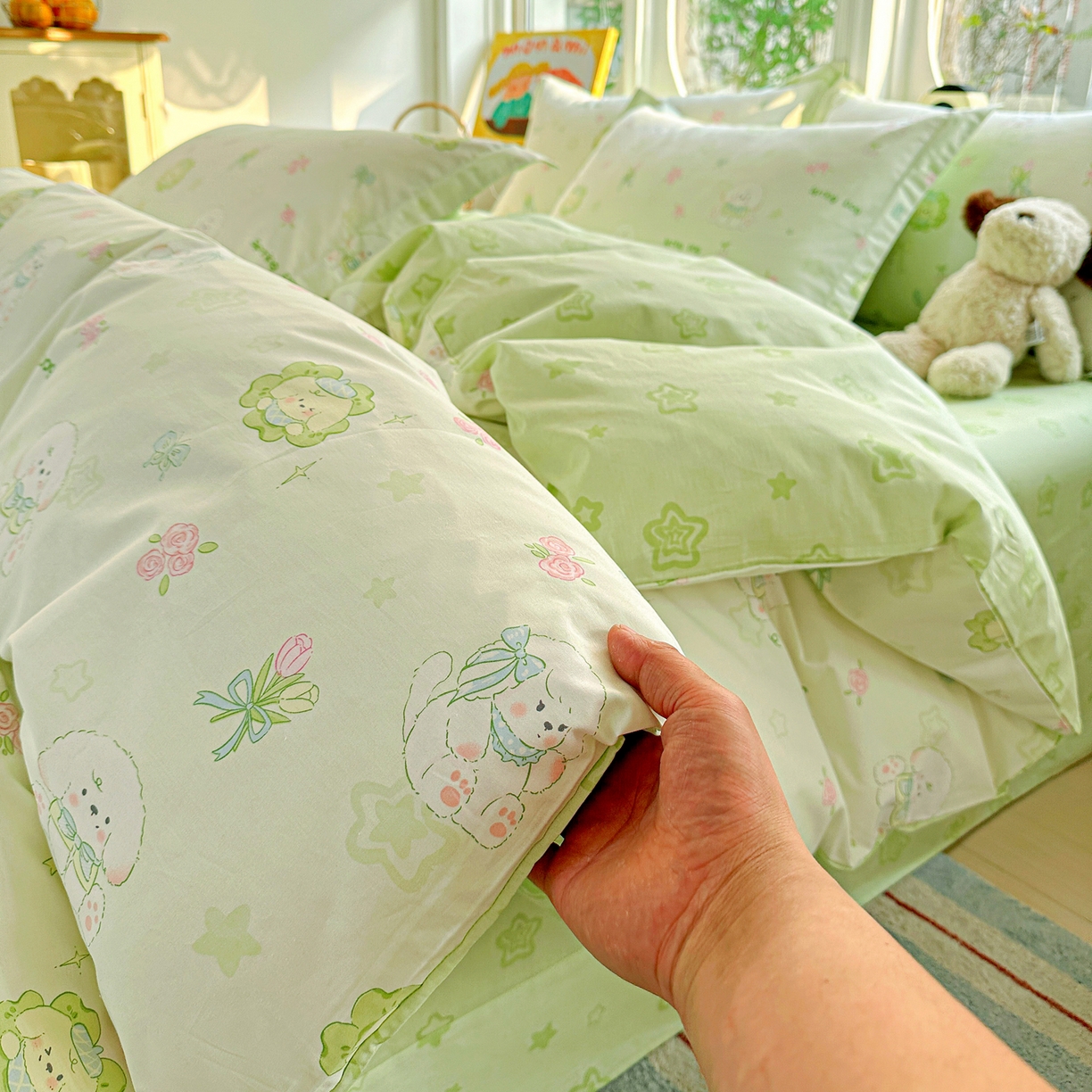 91家纺网 家纺一手货源 找家纺 佳汐蓝家纺 2026新款全棉纯棉加厚13376印花四件套 米亚