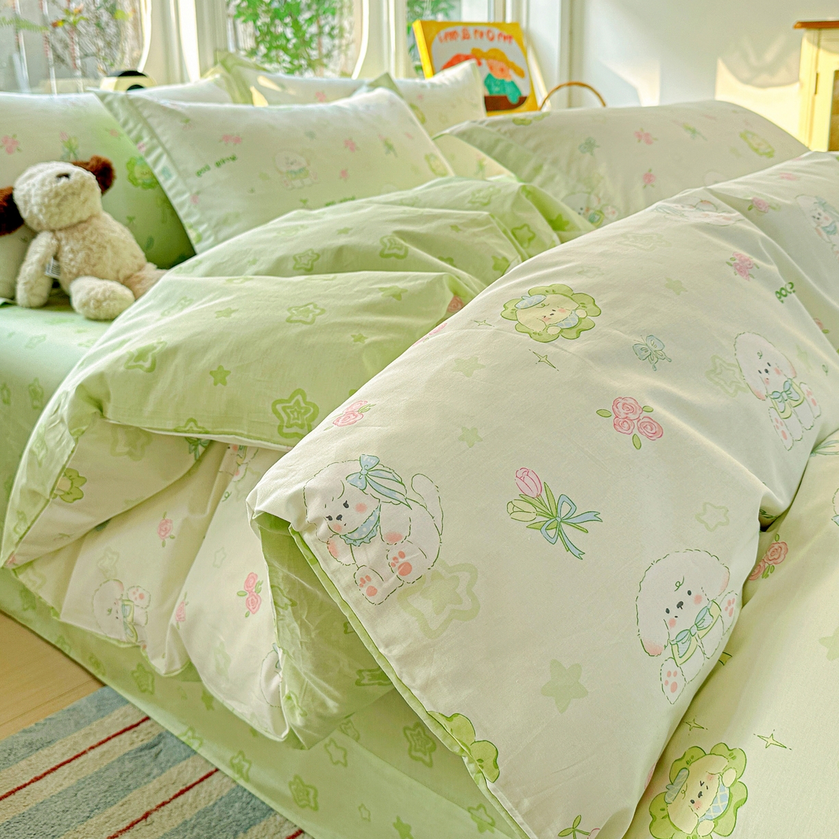 91家纺网 家纺一手货源 找家纺 佳汐蓝家纺 2026新款全棉纯棉加厚13376印花四件套 米亚