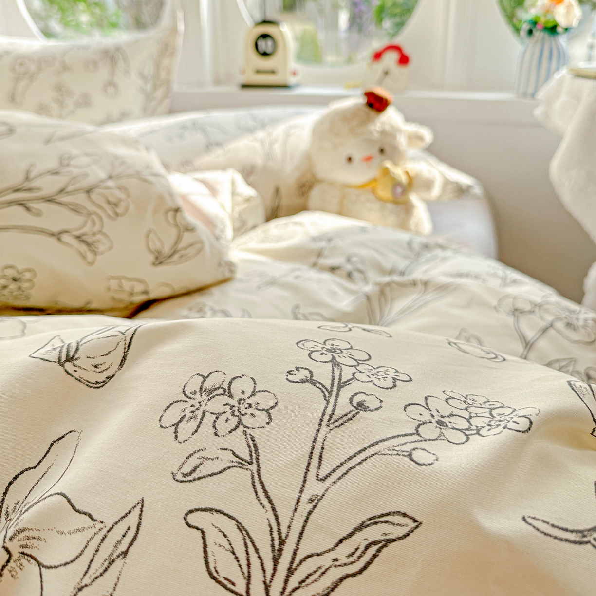 91家纺网 家纺一手货源 找家纺 佳汐蓝家纺 2026新款全棉纯棉加厚13376印花四件套 沫恋