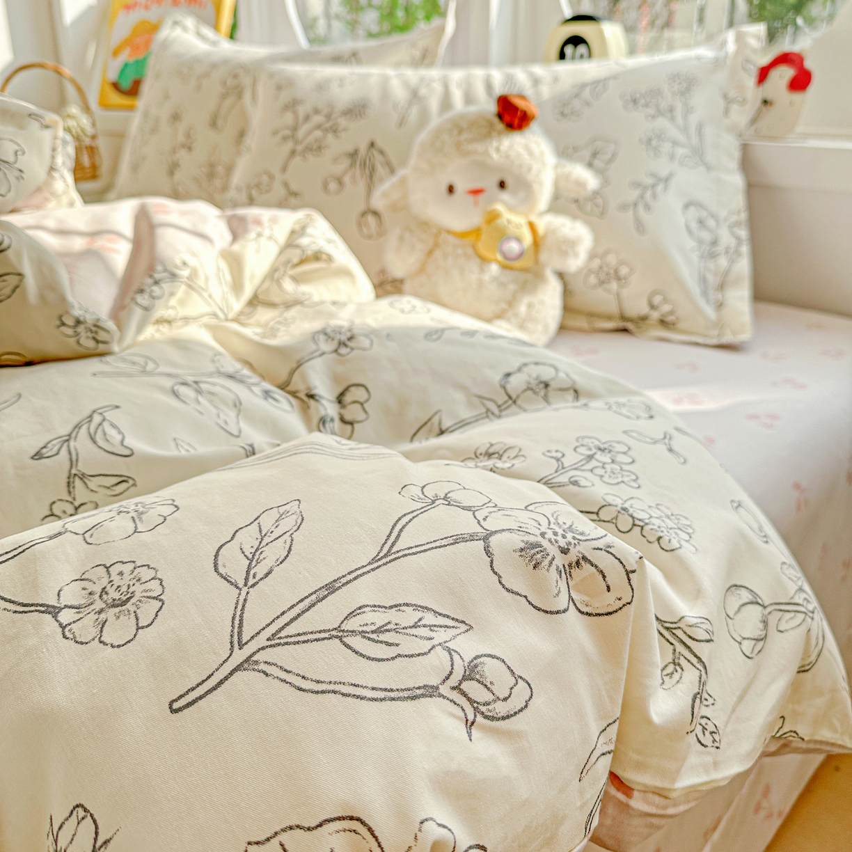 91家纺网 家纺一手货源 找家纺 佳汐蓝家纺 2026新款全棉纯棉加厚13376印花四件套 沫恋