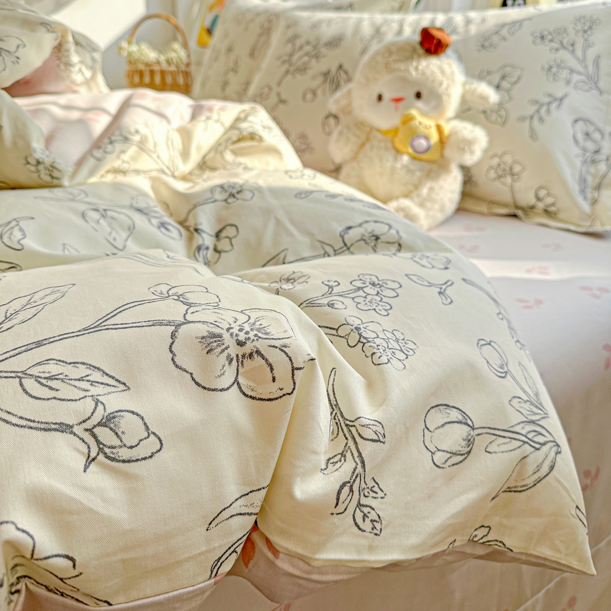 91家纺网 家纺一手货源 找家纺 佳汐蓝家纺 2026新款全棉纯棉加厚13376印花四件套 沫恋