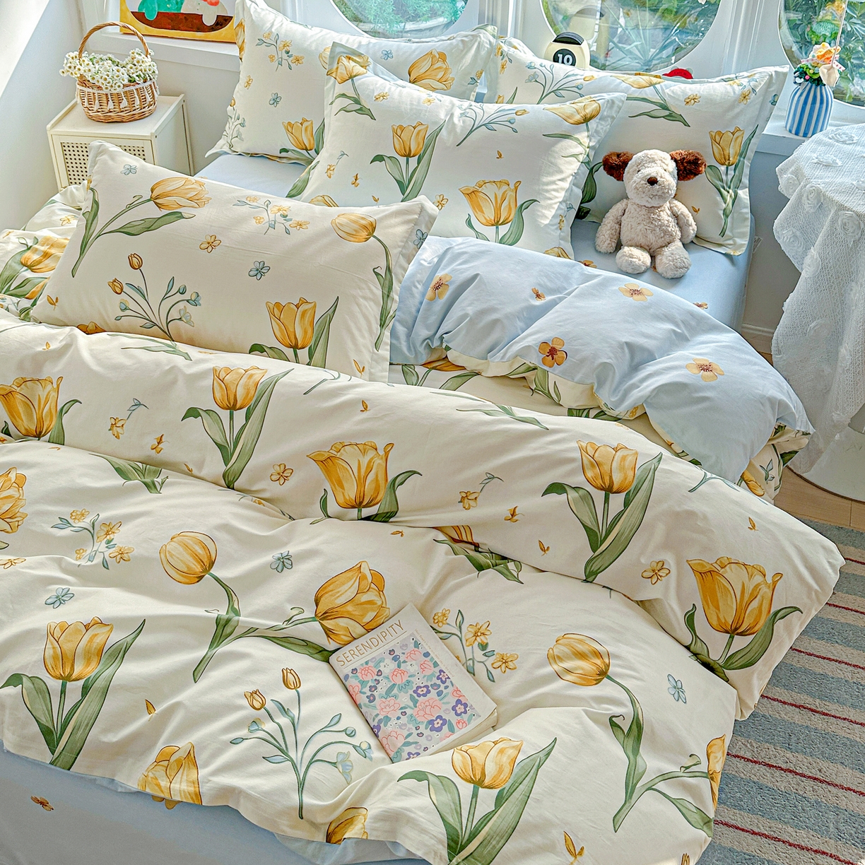 佳汐蓝家纺 2026新款全棉纯棉加厚13376印花四件套 沐浴暖阳