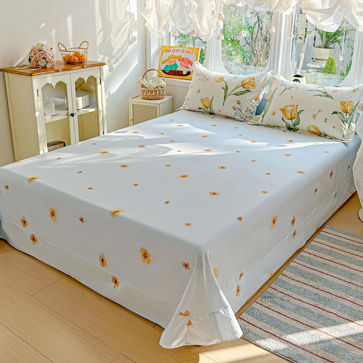 91家纺网 家纺一手货源 找家纺 佳汐蓝家纺 2026新款全棉纯棉加厚13376印花四件套 沐浴暖阳