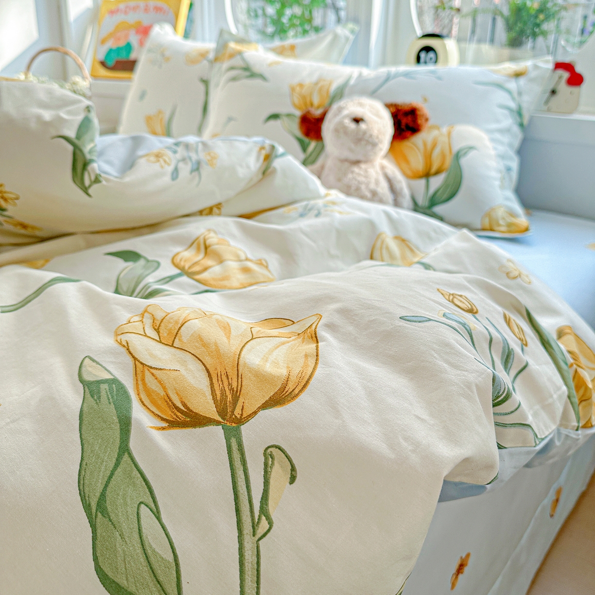 91家纺网 家纺一手货源 找家纺 佳汐蓝家纺 2026新款全棉纯棉加厚13376印花四件套 沐浴暖阳