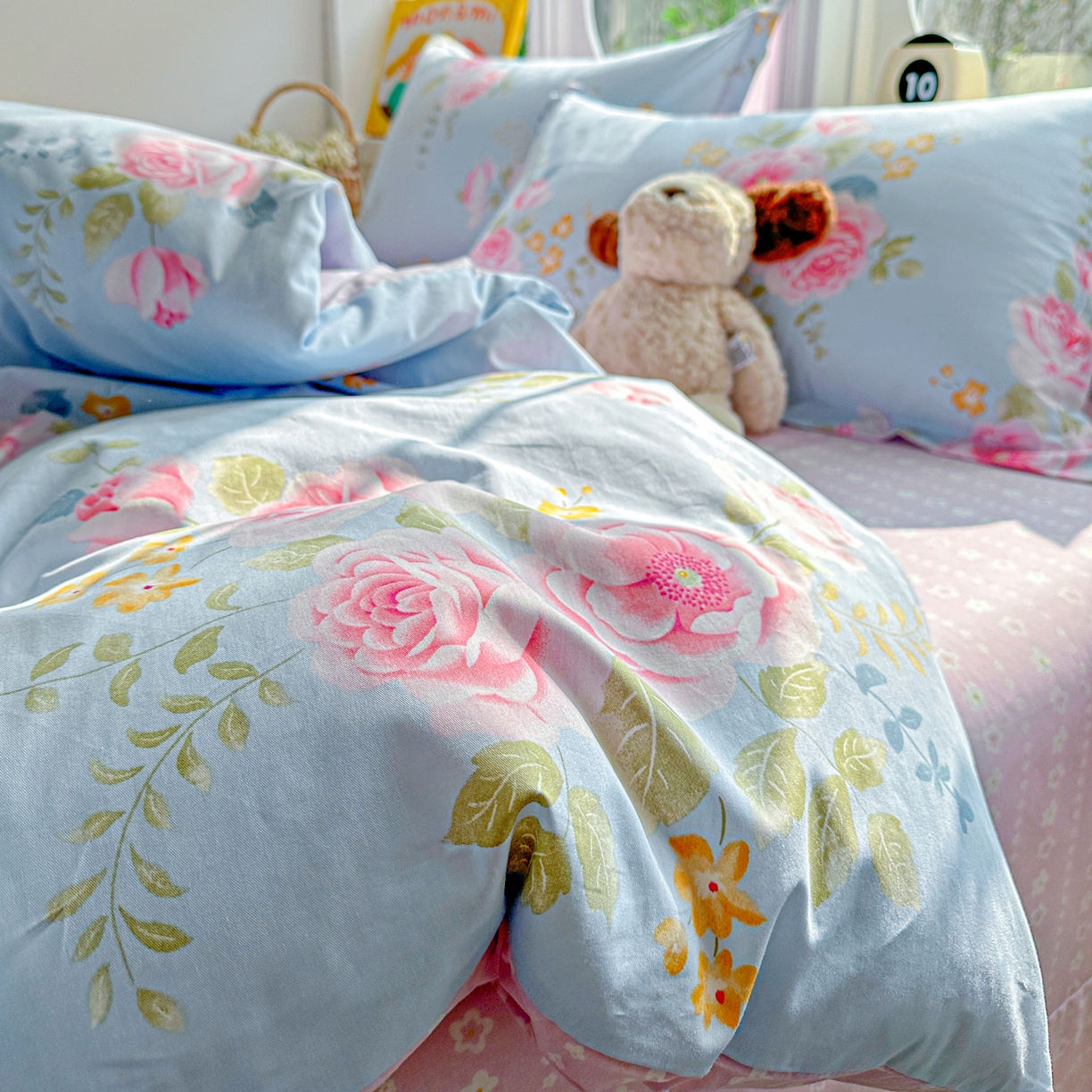 91家纺网 家纺一手货源 找家纺 佳汐蓝家纺 2026新款全棉纯棉加厚13376印花四件套 暮色蔷薇