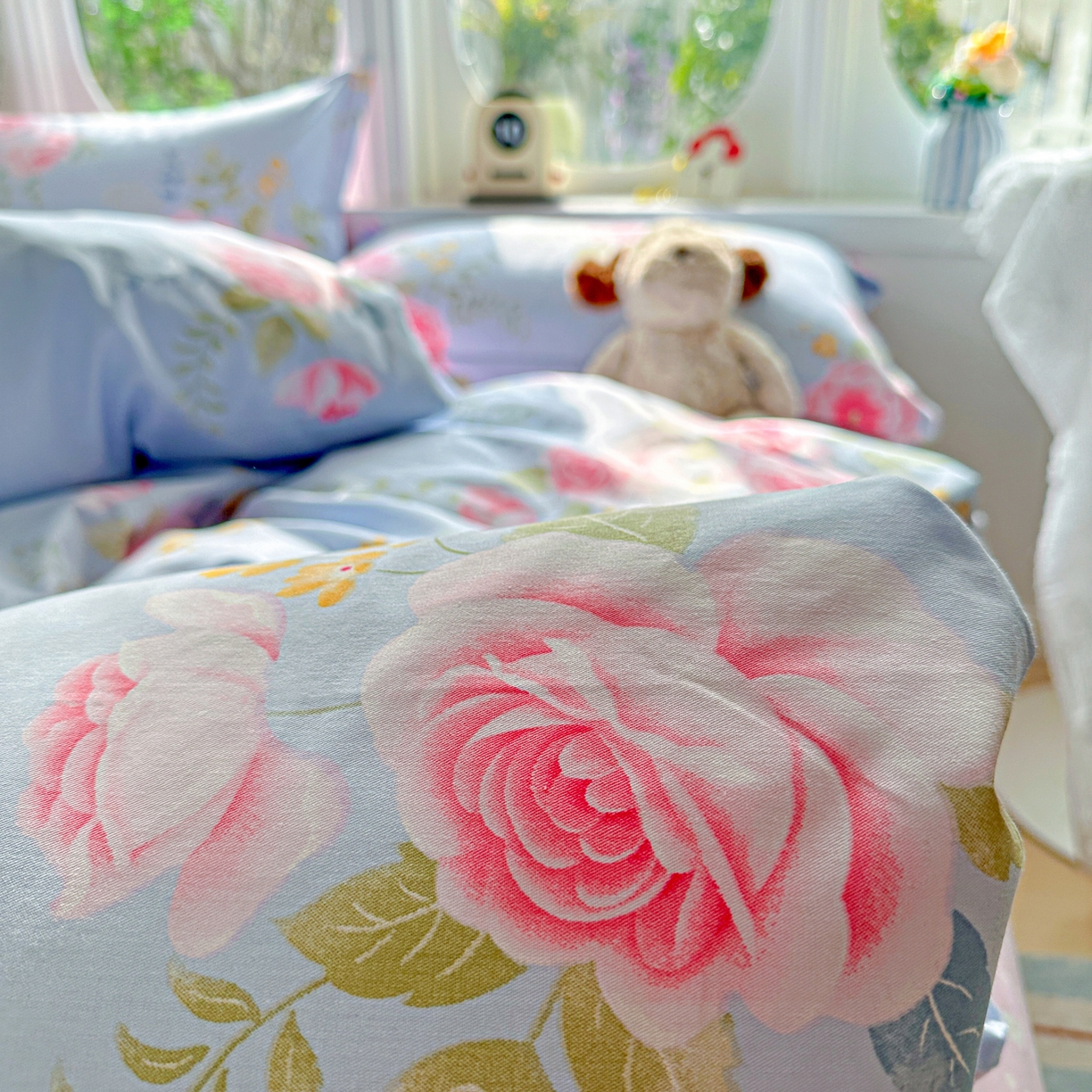 91家纺网 家纺一手货源 找家纺 佳汐蓝家纺 2026新款全棉纯棉加厚13376印花四件套 暮色蔷薇