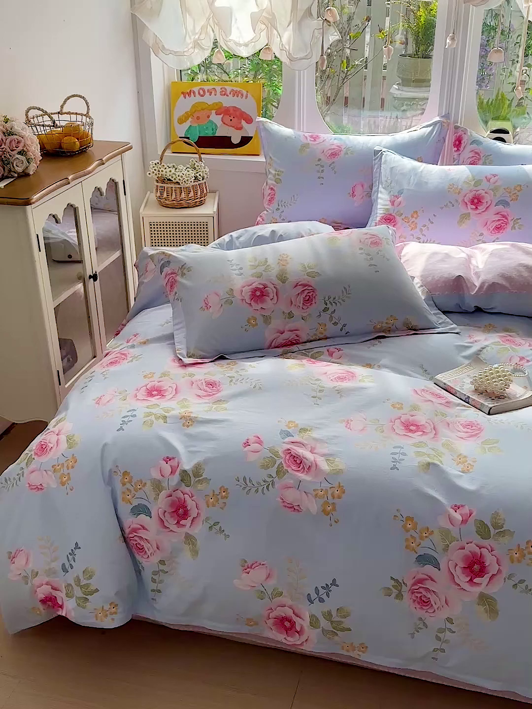 91家纺网 家纺一手货源 找家纺 佳汐蓝家纺 2026新款全棉纯棉加厚13376印花四件套 暮色蔷薇