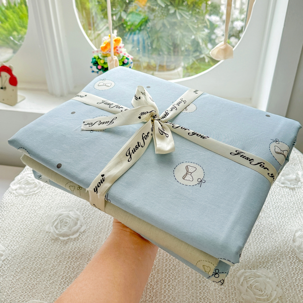 91家纺网 家纺一手货源 找家纺 佳汐蓝家纺 2026新款全棉纯棉加厚13376印花四件套 奶油蝴蝶结