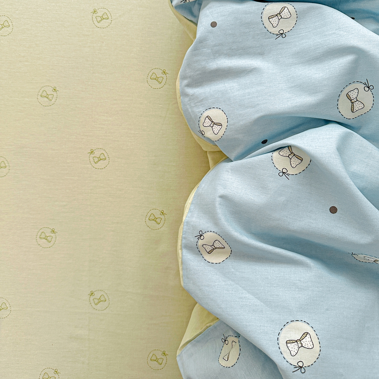 91家纺网 家纺一手货源 找家纺 佳汐蓝家纺 2026新款全棉纯棉加厚13376印花四件套 奶油蝴蝶结