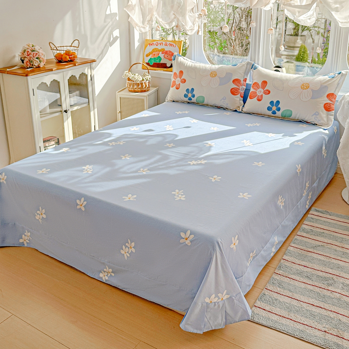 91家纺网 家纺一手货源 找家纺 佳汐蓝家纺 2026新款全棉纯棉加厚13376印花四件套 暖阳情调