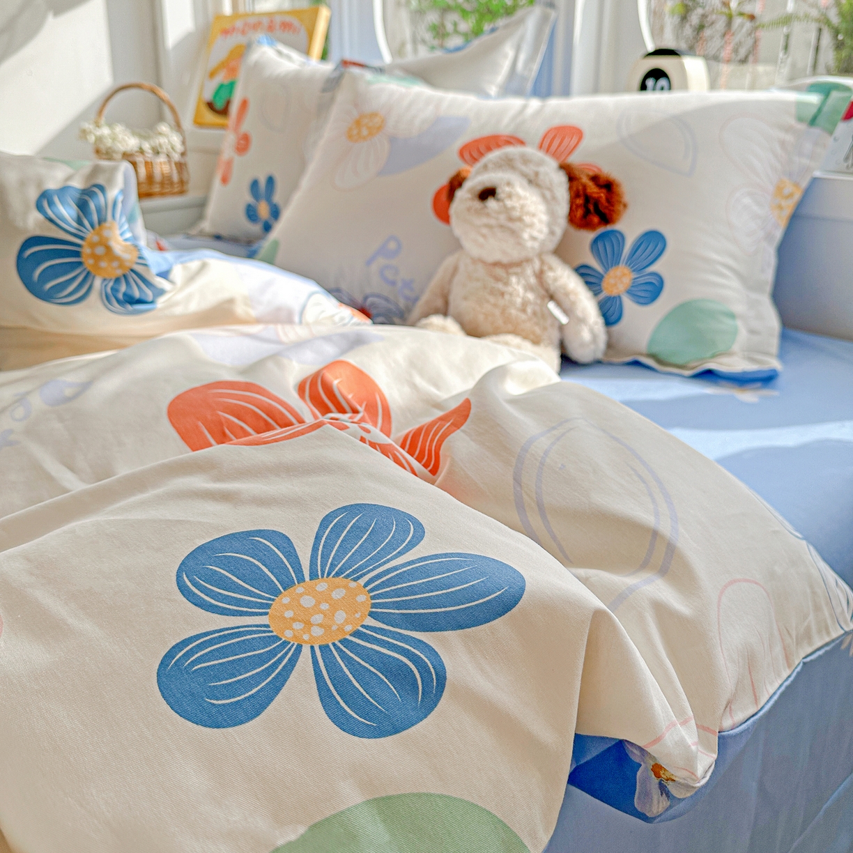 91家纺网 家纺一手货源 找家纺 佳汐蓝家纺 2026新款全棉纯棉加厚13376印花四件套 暖阳情调