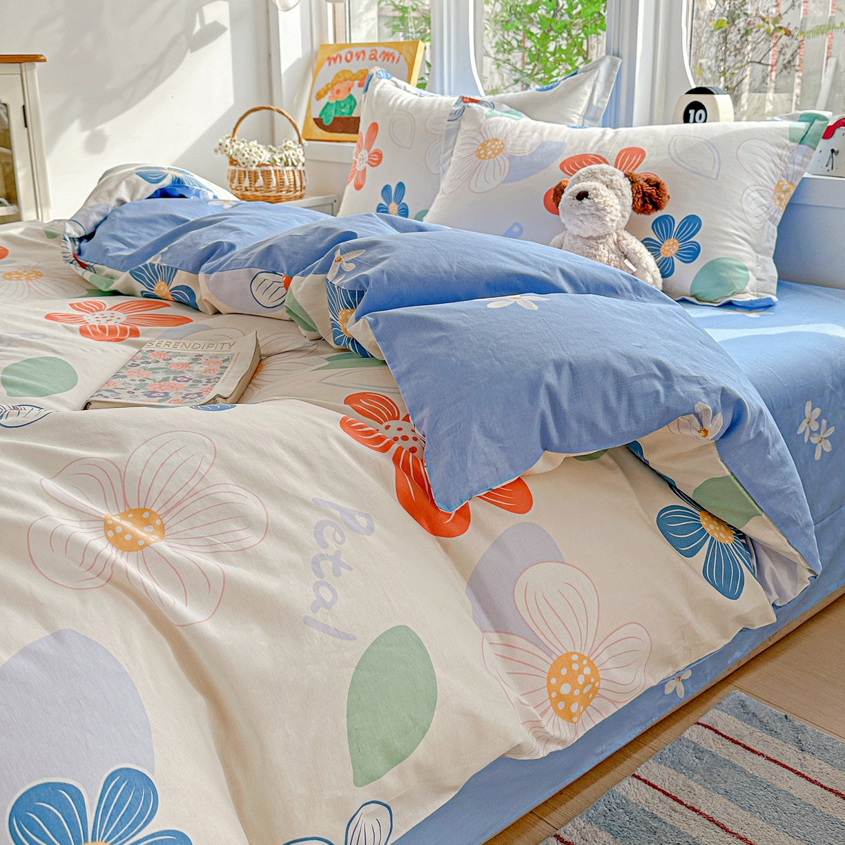 91家纺网 家纺一手货源 找家纺 佳汐蓝家纺 2026新款全棉纯棉加厚13376印花四件套 暖阳情调