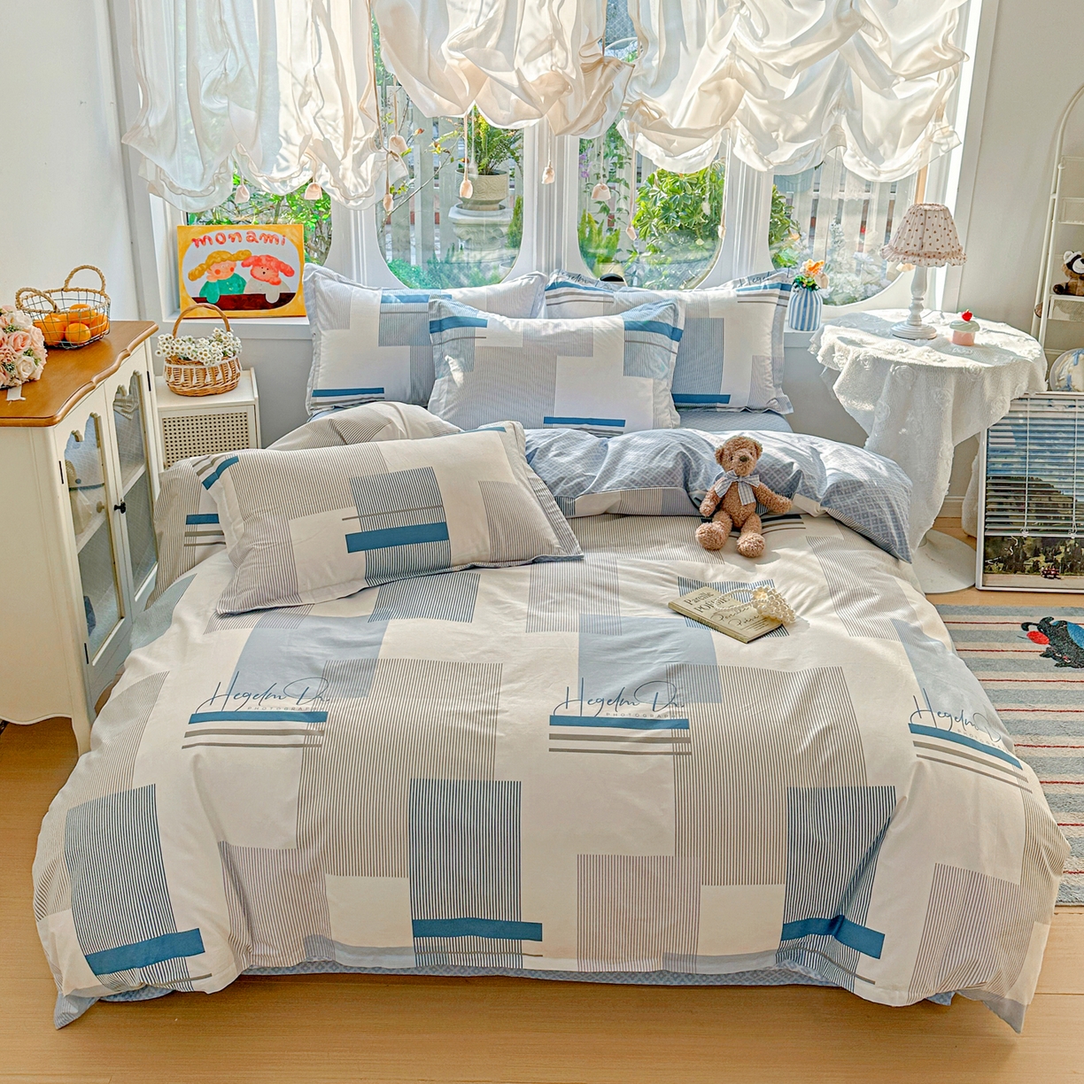 91家纺网 家纺一手货源 找家纺 佳汐蓝家纺 2026新款全棉纯棉加厚13376印花四件套 平行世界