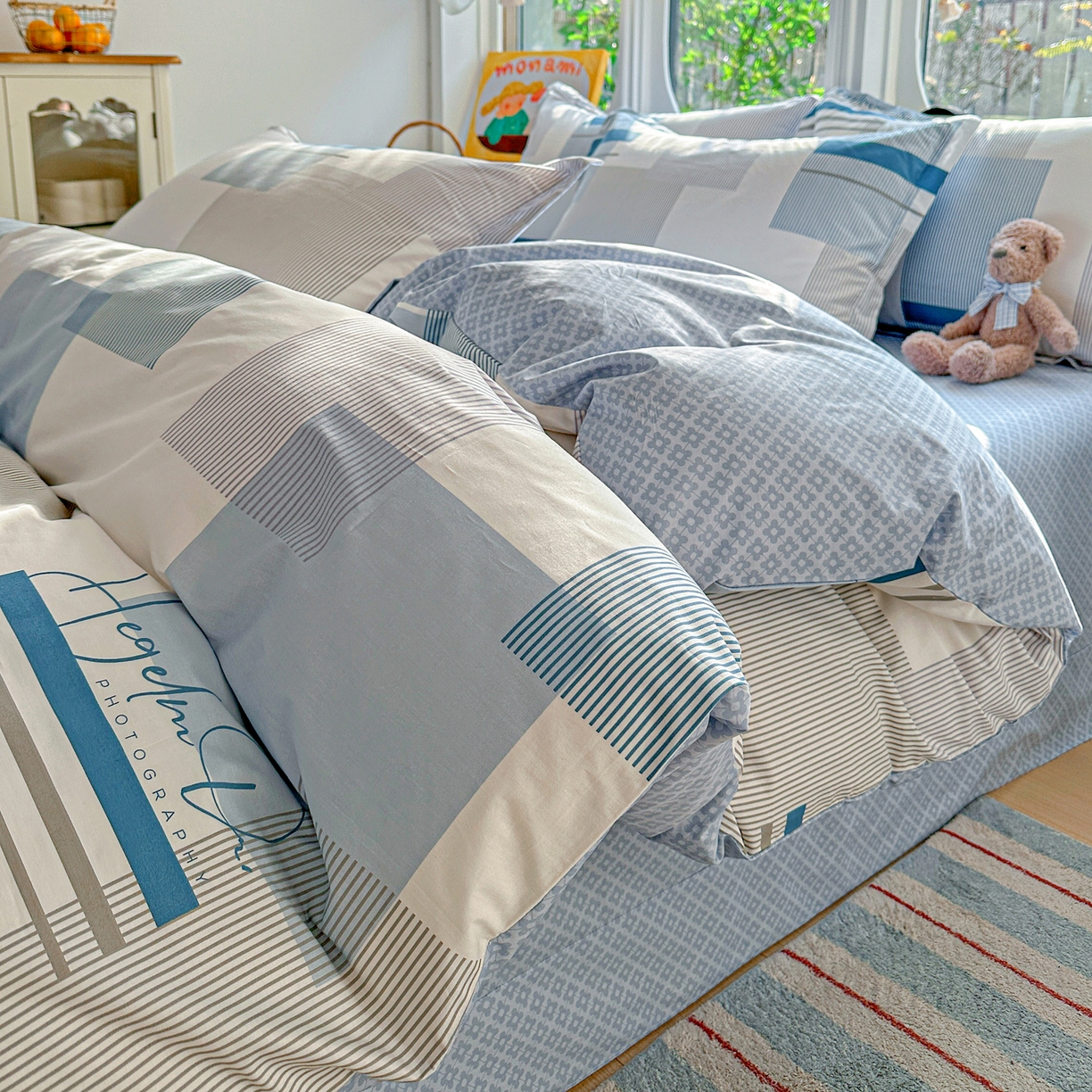 91家纺网 家纺一手货源 找家纺 佳汐蓝家纺 2026新款全棉纯棉加厚13376印花四件套 平行世界